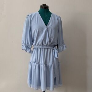 Halogen Light Blue Ruffle Mini Dress